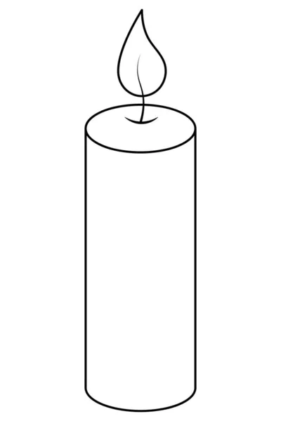 Candle Sketch Burning Flame Attribute Prayer Vector Illustration Coloring Book —  Vetores de Stock