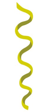 Yılan gibi. Tatil için şirin sarı süsleme. Dekoratif kurdele spiral şeklinde sarılmış. Renkli vektör çizimi. Düz stil. İzole edilmiş bir arkaplanda ana hatlar. Web tasarımı için fikir.