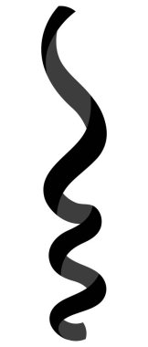 Yılan gibi. Siluet. Vektör çizimi. Tatil için güzel dekorasyon. Dekoratif kurdele spiral şeklinde sarılmış. İzole edilmiş beyaz bir arkaplanda ana hatlar. Web tasarımı için fikir.