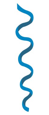 Serpentine. Cute blue decoration for the holiday. The decorative ribbon is rolled up in a spiral. Colored vector illustration. Flat style. Outlines on an isolated background. Idea for web design.