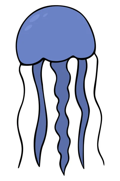 Jellyfish Long Eared Aurelia Colored Vector Illustration Cartoon Style Marine — Stockový vektor