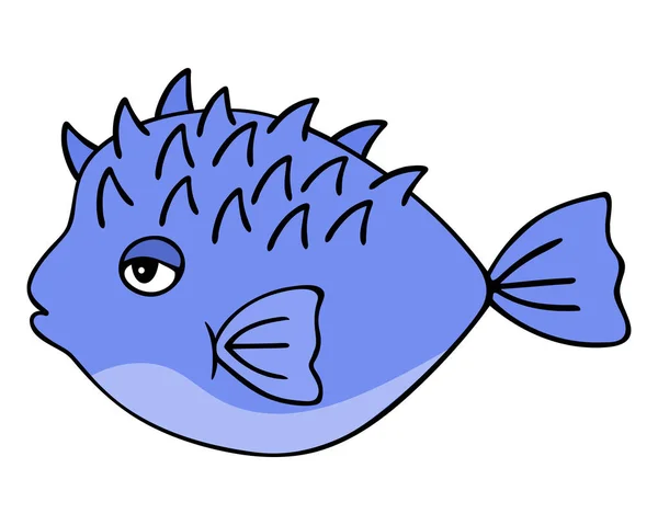 Рыбный Мяч Пурпурная Рыба Цветная Векторная Иллюстрация Колючая Рыба Плавниками — стоковый вектор