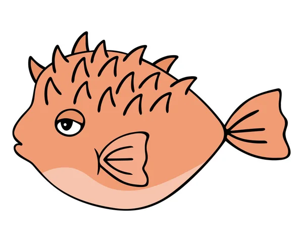 Рыбный Мяч Коралловые Рыбы Цветная Векторная Иллюстрация Колючая Рыба Плавниками — стоковый вектор