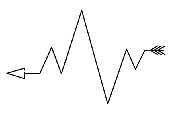 Pilen Skiss Sicksacksymbolen Visar Riktningen Vektorillustration Beskriv Den Isolerade Bakgrunden — Stock vektor