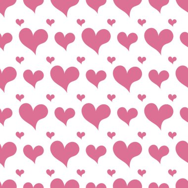 Kalpler. Aşkın pembe sembolleri. Vektör deseni tekrarlanıyor. Kusursuz romantik süs. Sonsuz nazik bir arka plan. Sevgililer Günü. İzole edilmiş renksiz arka plan. Web tasarımı, ambalaj, duvar kağıdı, kapak, tekstil için fikir.