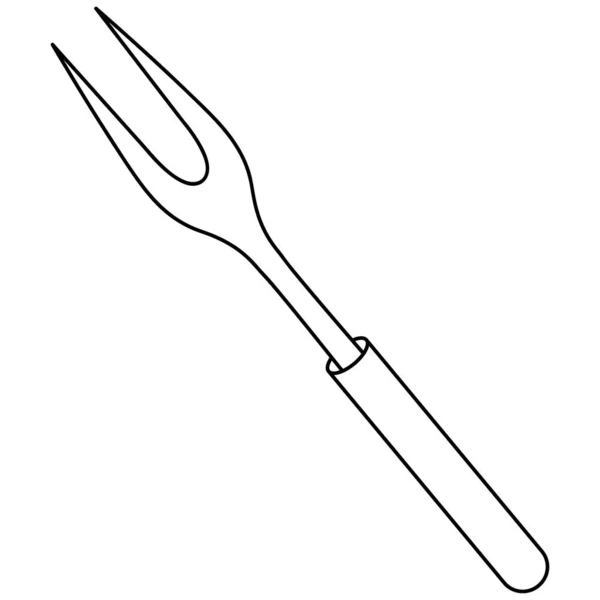 Большая Вилка Барбекю Двумя Зубцами Скетч Инструмент Поворота Удаления Мяса — стоковый вектор