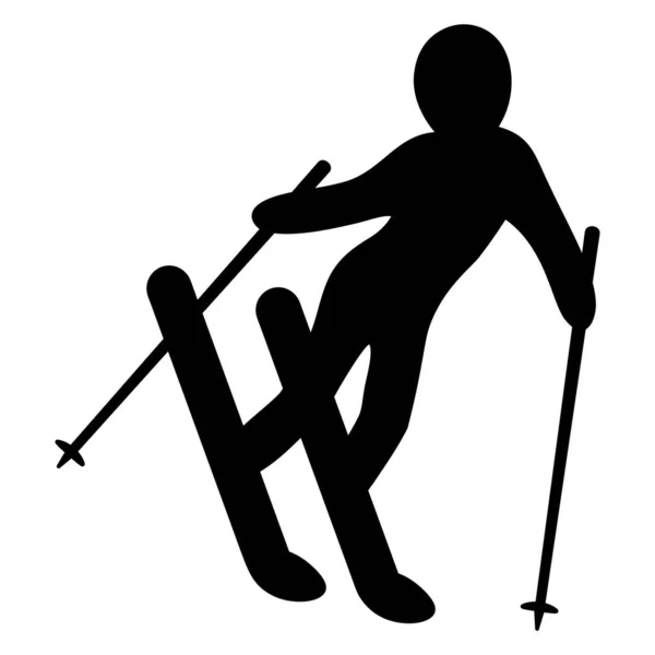 Serbest Stil Kayak Disiplini Siluet Sporcu Dağ Yamacından Iniyor Gözlüklü — Stok Vektör