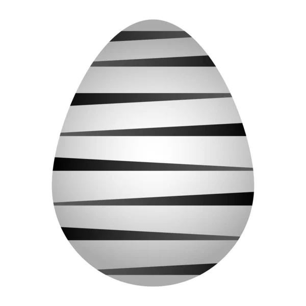 イースターエッグ 白い鶏の卵 黒の縞模様の形で装飾 カラーベクトルイラスト フラットスタイル 孤立した背景 お祭り騒ぎだ ウェブデザイン 招待状 ポストカードのアイデア — ストックベクタ
