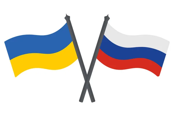 Flagge Russlands Und Der Ukraine Banner Kreuzten Sich Farbvektorabbildung Symbole — Stockvektor