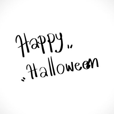 Mutlu Cadılar Bayramı tebrik. Tipografi beyaz zemin üzerine yazı elle çizilmiş