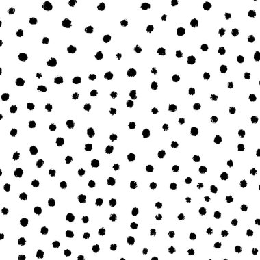 Siyah beyaz polka arka planı. El çizimi nokta deseni tasarımı. Soyut illüstrasyon - vektör