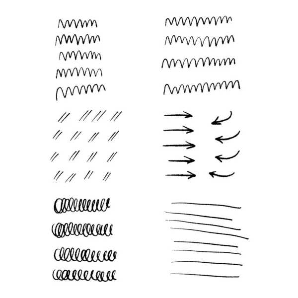 Conjunto Flechas Dibujadas Mano Formas Abstractas Garabatos Colección Símbolos Boceto — Archivo Imágenes Vectoriales