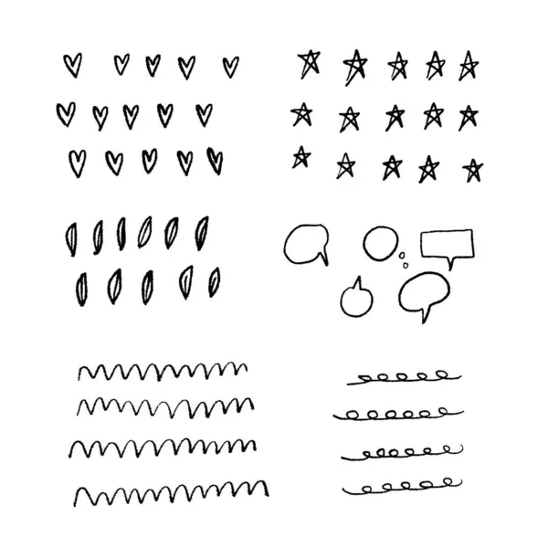 Σετ Ζωγραφισμένο Στο Χέρι Αφηρημένα Σχήματα Doodle Συλλογή Από Μαύρα — Διανυσματικό Αρχείο