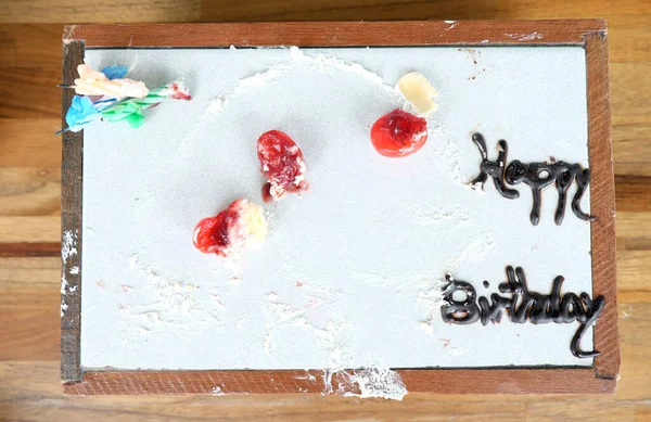Wszystkiego Najlepszego Tort Urodzinowy Brudny Pusty — Zdjęcie stockowe
