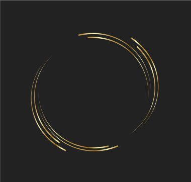 Çember şeklinde soyut altın çizgiler, tasarım elemanı, lüks stili Geometrik şekil, görüntü için çizgili sınır çerçevesi, Teknoloji yuvarlak logosu, Spiral Vektör İllüstrasyonu