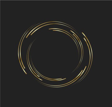Çember şeklinde soyut altın çizgiler, tasarım elemanı, lüks stili Geometrik şekil, görüntü için çizgili sınır çerçevesi, Teknoloji yuvarlak logosu, Spiral Vektör İllüstrasyonu