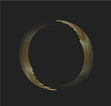 Çember şeklinde soyut altın çizgiler, tasarım elemanı, lüks stili Geometrik şekil, görüntü için çizgili sınır çerçevesi, Teknoloji yuvarlak logosu, Spiral Vektör İllüstrasyonu