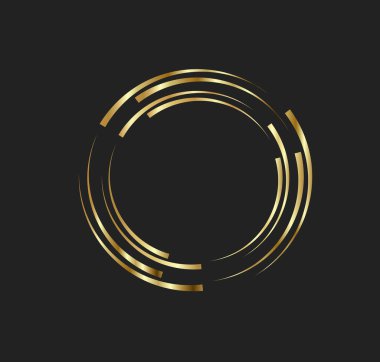 Çember şeklinde soyut altın çizgiler, tasarım elemanı, lüks stili Geometrik şekil, görüntü için çizgili sınır çerçevesi, Teknoloji yuvarlak logosu, Spiral Vektör İllüstrasyonu