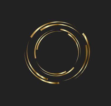 Çember şeklinde soyut altın çizgiler, tasarım elemanı, lüks stili Geometrik şekil, görüntü için çizgili sınır çerçevesi, Teknoloji yuvarlak logosu, Spiral Vektör İllüstrasyonu