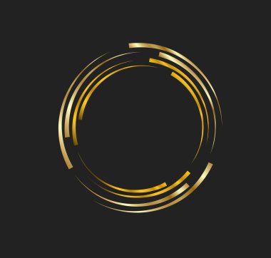 Çember şeklinde soyut altın çizgiler, tasarım elemanı, lüks stili Geometrik şekil, görüntü için çizgili sınır çerçevesi, Teknoloji yuvarlak logosu, Spiral Vektör İllüstrasyonu