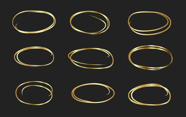 Набір Золотих Рам Рука Намальована Абстрактний Векторний Елемент Дизайну Золота — стоковий вектор