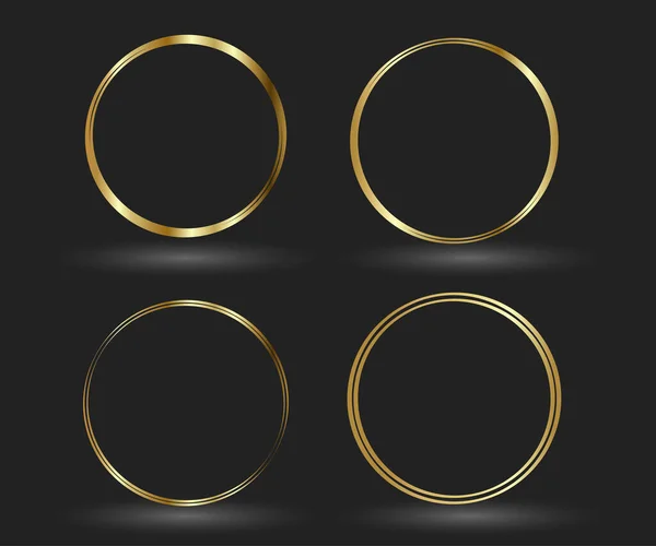 Krąg Złota Ramka Zestaw Ręcznie Rysowane Abstrakcyjny Element Wektorowy Złota — Wektor stockowy
