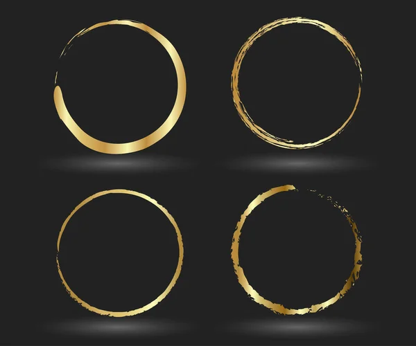 Círculo Moldura Ouro Conjunto Mão Desenhada Elemento Desenho Vetorial Abstrato —  Vetores de Stock