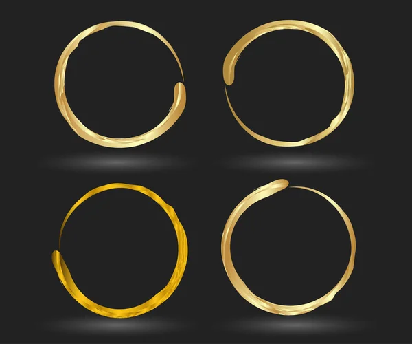 Círculo Moldura Ouro Conjunto Mão Desenhada Elemento Desenho Vetorial Abstrato — Vetor de Stock