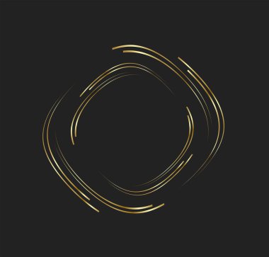 Çember şeklinde soyut altın çizgiler, tasarım elemanı, lüks stili Geometrik şekil, görüntü için çizgili sınır çerçevesi, Teknoloji yuvarlak logosu, Spiral Vektör İllüstrasyonu