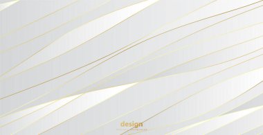 Altın dalgalı soyut bir arkaplan. Lüks kağıt kesimi arka plan, altın desen, yarım ton gradyan, kaplama şablonu, geometrik şekiller, modern minimal afiş. 3d Vektör illüstrasyonu.