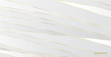 Altın dalgalı soyut bir arkaplan. Lüks kağıt kesimi arka plan, altın desen, yarım ton gradyan, kaplama şablonu, geometrik şekiller, modern minimal afiş. 3d Vektör illüstrasyonu.