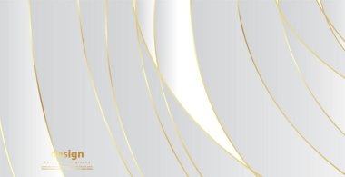 Altın dalgalı soyut bir arkaplan. Lüks kağıt kesimi arka plan, altın desen, yarım ton gradyan, kaplama şablonu, geometrik şekiller, modern minimal afiş. 3d Vektör illüstrasyonu.