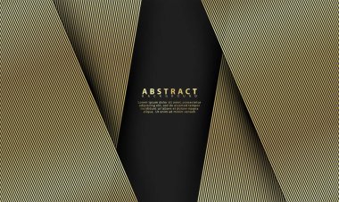 Altın çizgileri olan siyah soyut kaliteli arka plan. Modern lüks konsept. Vektör illüstrasyonu