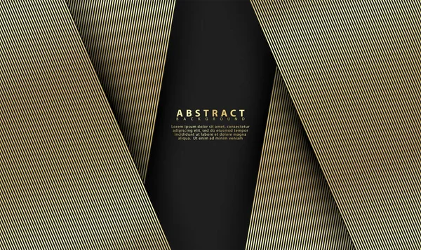 Altın çizgileri olan siyah soyut kaliteli arka plan. Modern lüks konsept. Vektör illüstrasyonu