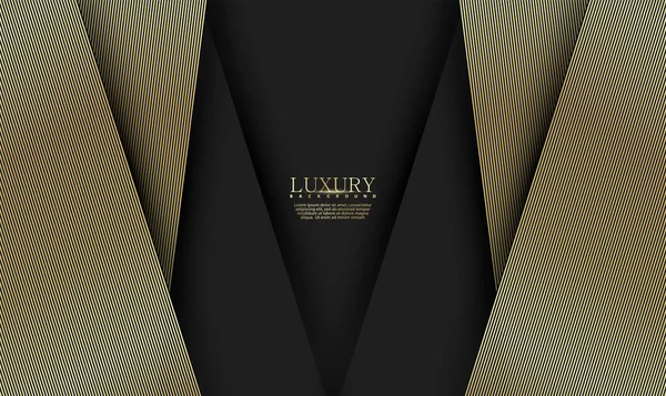 Černé Abstraktní Prémiové Pozadí Zlatými Liniemi Moderní Luxusní Koncept Vektorová — Stockový vektor
