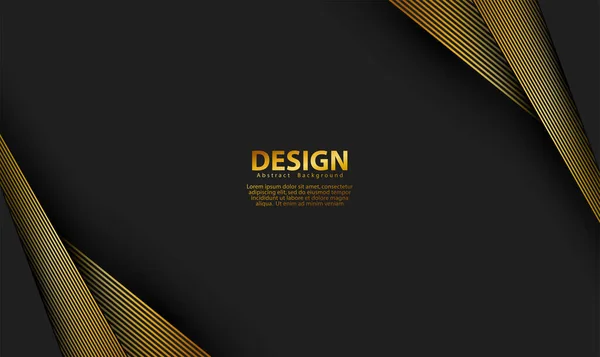 Zwarte Abstracte Premium Achtergrond Met Gouden Lijnen Modern Luxe Concept — Stockvector