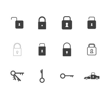 Simgeyi düz kilitle, logo klasik biçim, vektör illüstrasyonuName