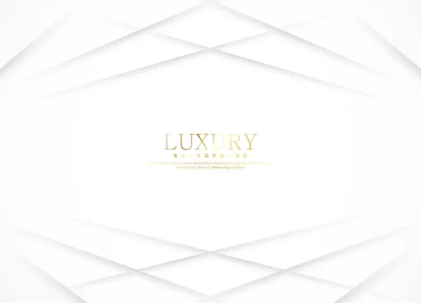 Witte Luxe Abstracte Achtergrond Met Gouden Lijnen Schaduwen Premievectorillustratie — Stockvector