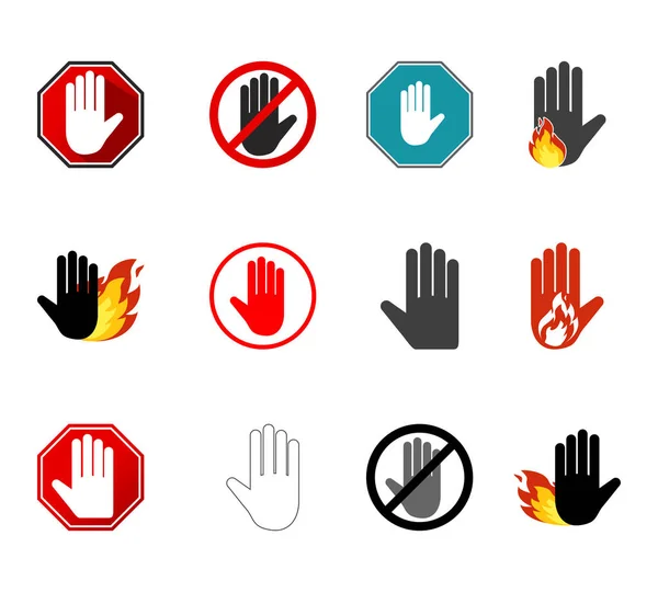 Zastavit Ruční Osmiúhelníkovou Značku Pro Zakázané Aktivity Logo Vektorová Ilustrace — Stockový vektor