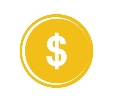 Altın sikke ikonu. Para tasarımı. Altın dolarlık düz sembol. Vektör illüstrasyonu