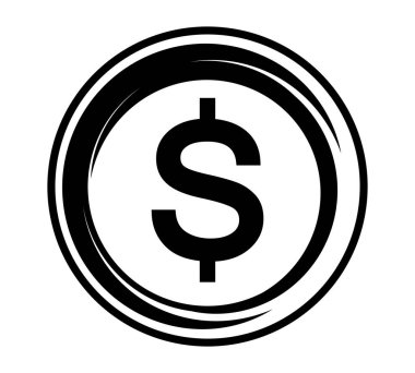Sikke simgesi. Para tasarımı. Altın dolarlık düz sembol. Vektör illüstrasyonu