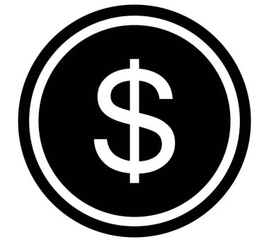 Sikke simgesi. Para tasarımı. Altın dolarlık düz sembol. Vektör illüstrasyonu