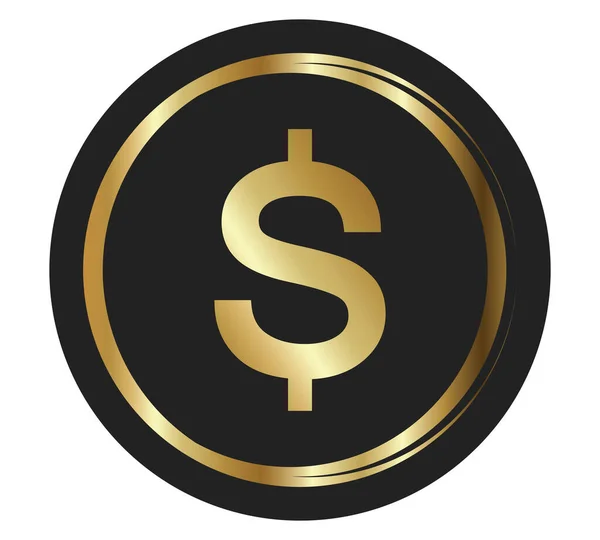 Gold Coin Icon Money Design Gold Dollar Flat Symbol Vector — Stock Vector