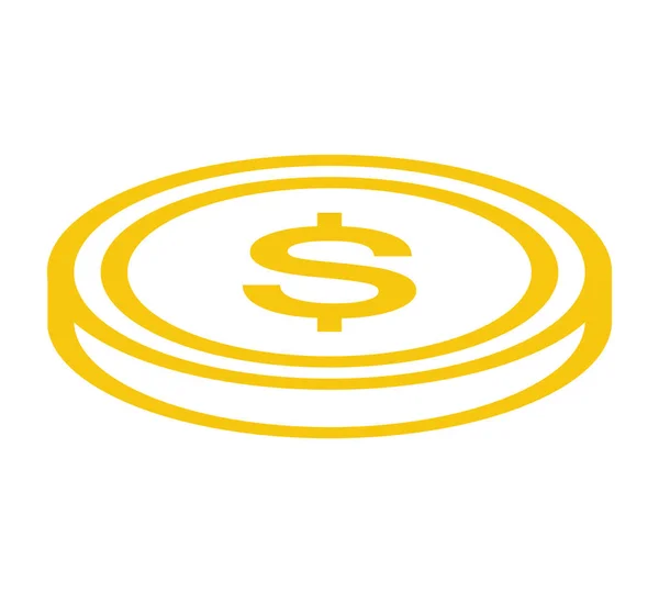 Значок Золотой Монеты Дизайн Денег Золотой Доллар Плоский Символ Векторная — стоковый вектор