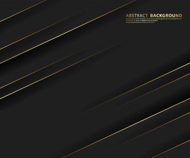 Birinci sınıf bir geçmiş. Soyut lüks model. Altın renkli çizgili arka plan. Soyut altın çizgi dokusu. Siyah desen vektör illüstrasyonu.