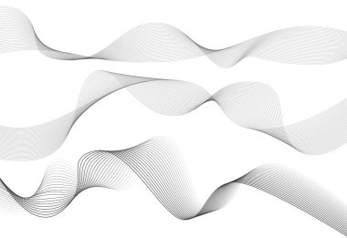 Beyaz arka planda soyut dalgalı çizgiler izole edilmiş. Dalga çizgisi sanatı, kıvrımlı düz tasarım. Vektör illüstrasyonu EPS 10.