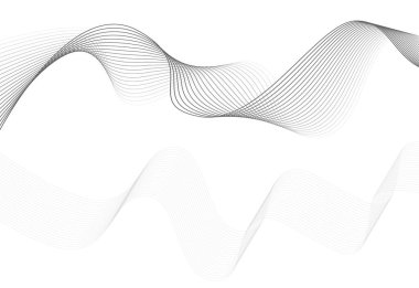 Beyaz arka planda soyut dalgalı çizgiler izole edilmiş. Dalga çizgisi sanatı, kıvrımlı düz tasarım. Vektör illüstrasyonu EPS 10.