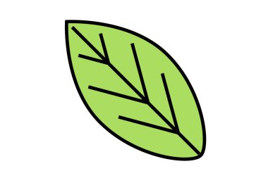 Yaprak yassı ikon. Çevre yeşili yapraklar. Eko ve biyologo tasarımı için elementler. Vektör illüstrasyonu. 