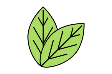 Yaprak yassı ikon. Çevre yeşili yapraklar. Eko ve biyologo tasarımı için elementler. Vektör illüstrasyonu. 