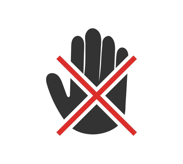 Toque Icono Mano Prohibición Firmar Signo Del Diseño Plano Parada — Vector de stock